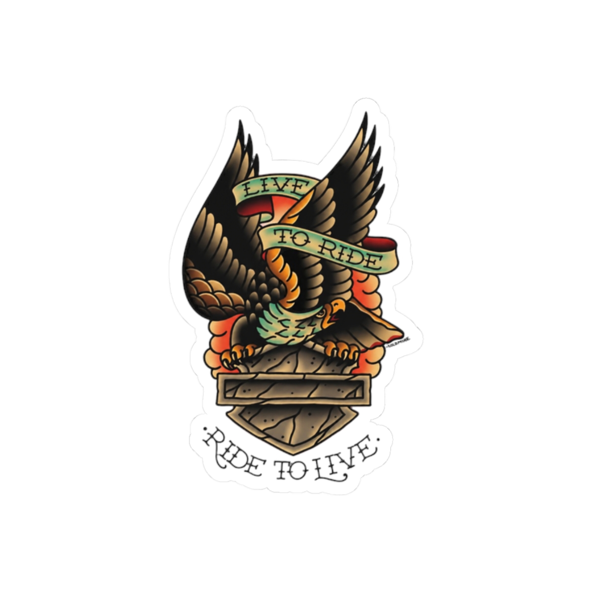 Live to Ride Ride to Live Vertical Biker Sticker - alternate angle 3, merchandise
