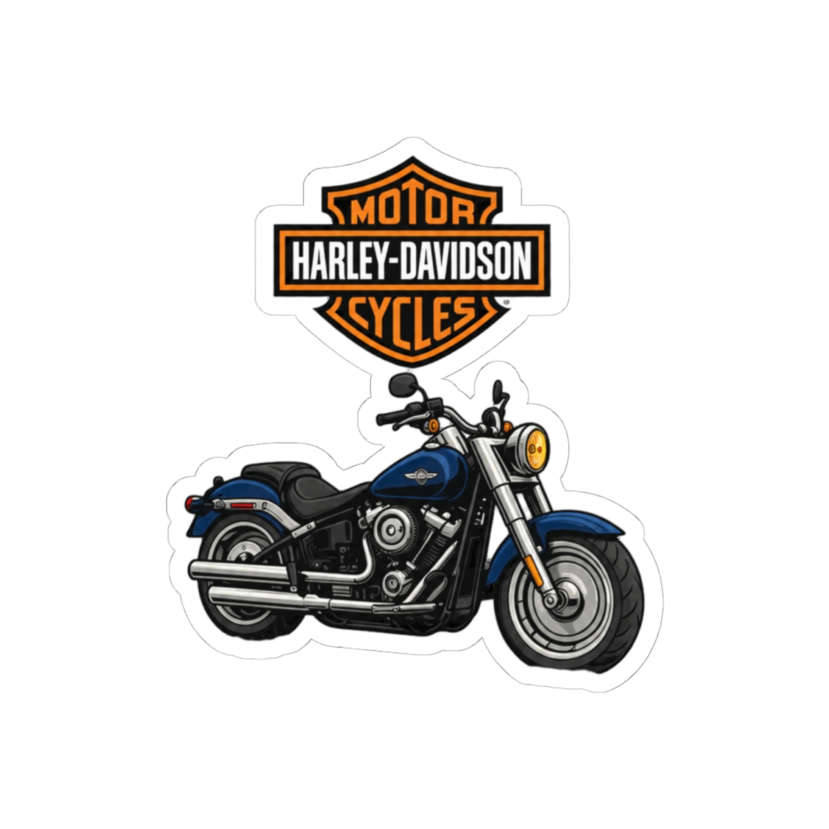 Harley Davidson Fat Boy Bold Sticker | Cruiser Rider Vinyl Decal - alternate angle 1, merchandise